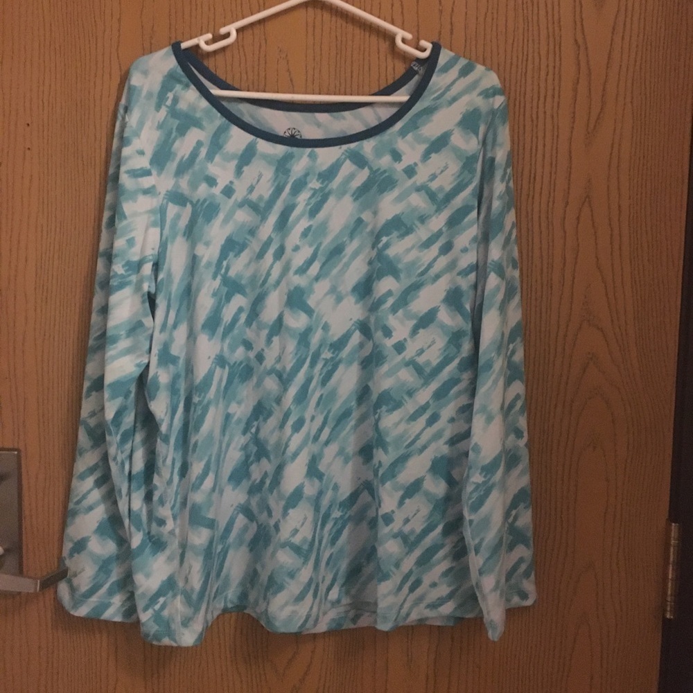 FULL beauty sport long sleeve green white shirt large 18/20 A-2